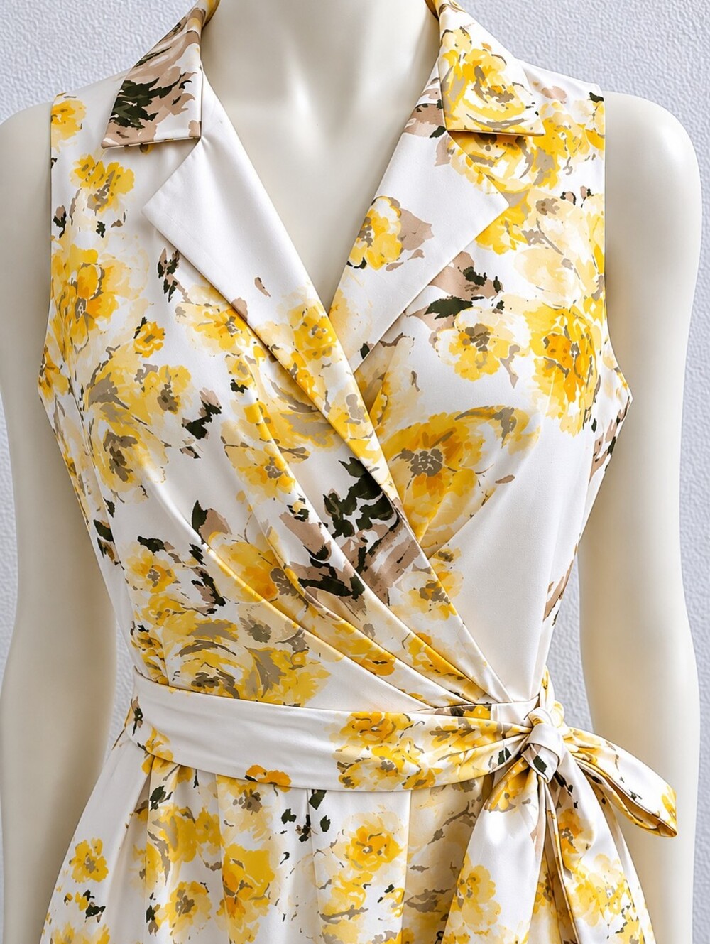 Yellow Floral Fit & Flare Sleeveless Summer Dress - Picture 3 of 9